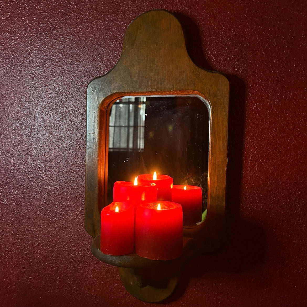 Vintage Wooden Pedestal Mirror