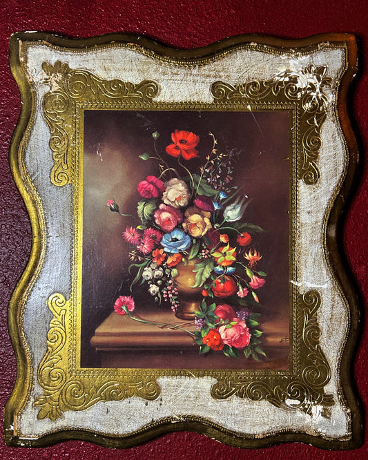 Vintage Floral Gilt Wood Wall Plaque
