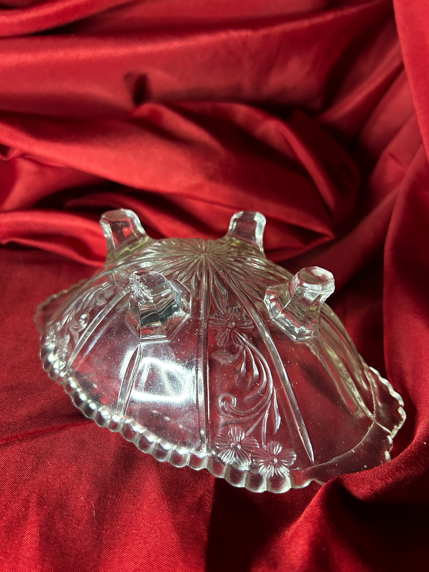 Vintage Glass Footed Trinket Dish