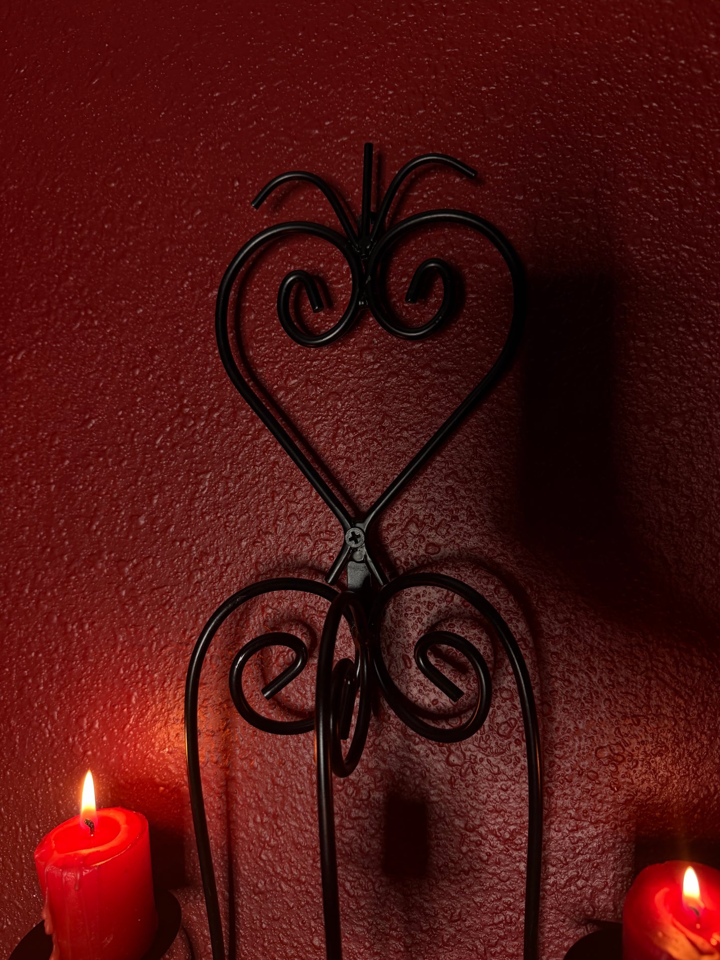 Triple Heart Shaped Wrought Iron Candleholder