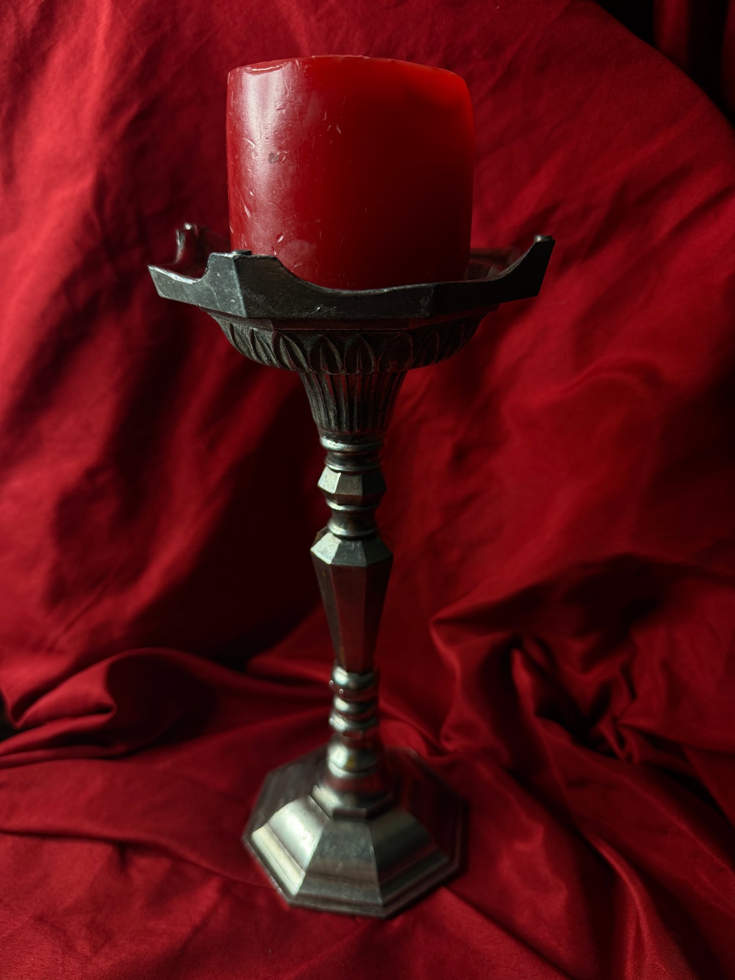 Silver Toned Taper & Pillar Candleholder