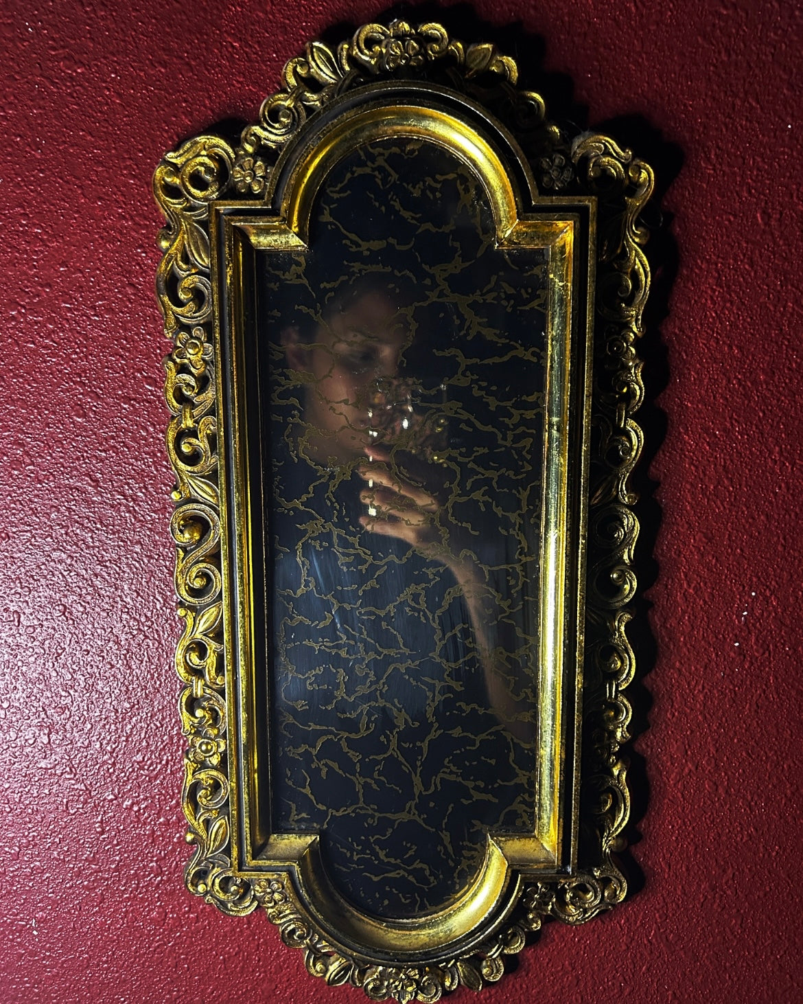 Vintage Gold Crackled Metal Mirror