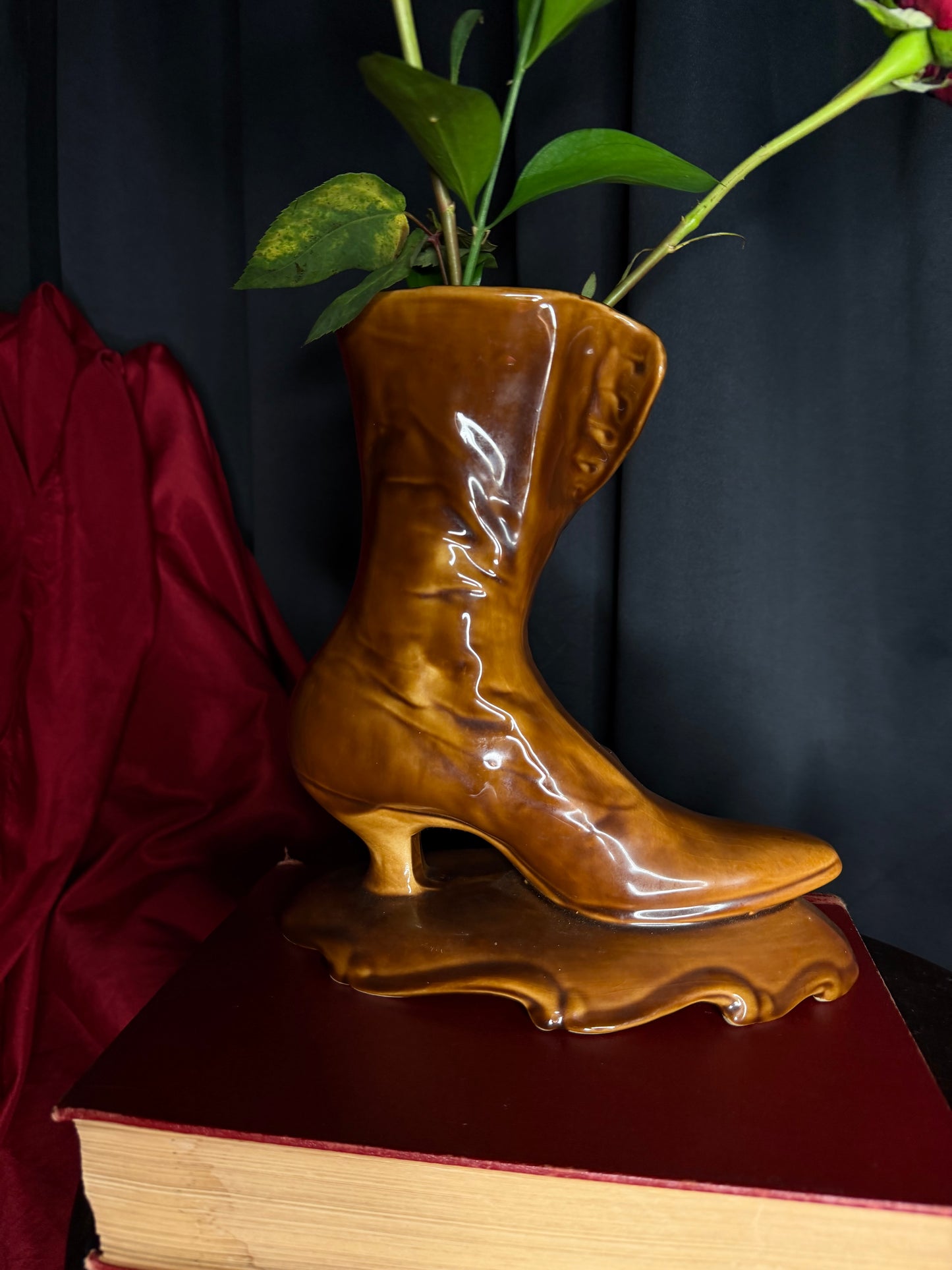 Ceramic Vintage Victorian Boot Vase