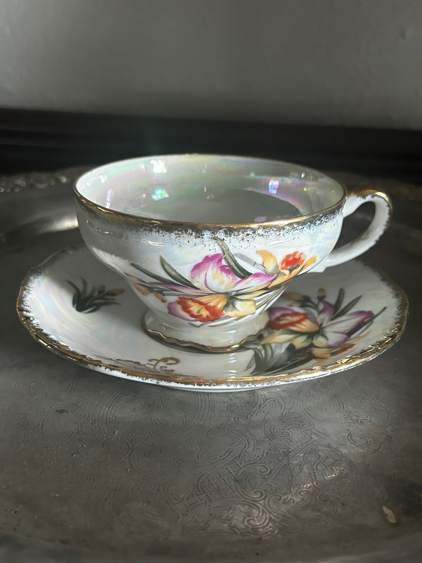 Daffodil Floral Bouquet Tea Cup and Saucer