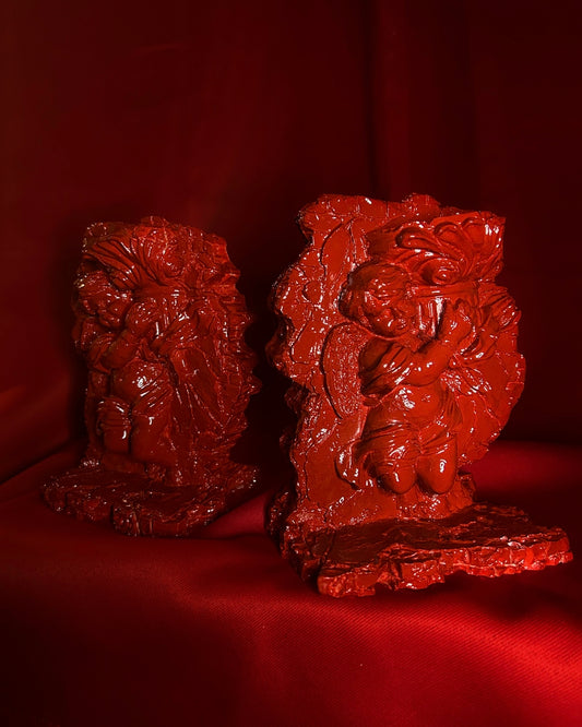 Pair of Red Cherub Bookends