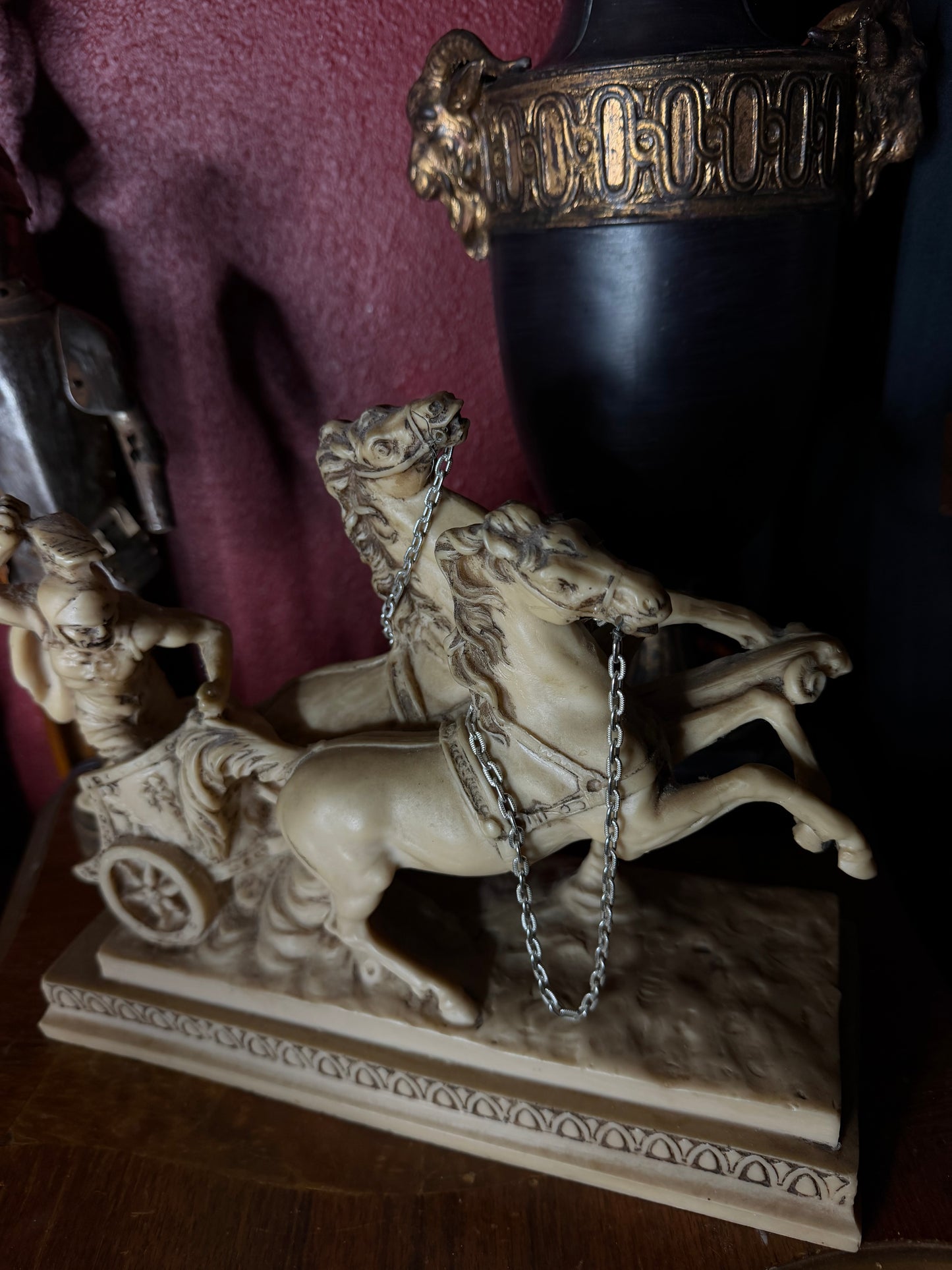 Vintage A. Santini Roman Chariot Gladiator Statue