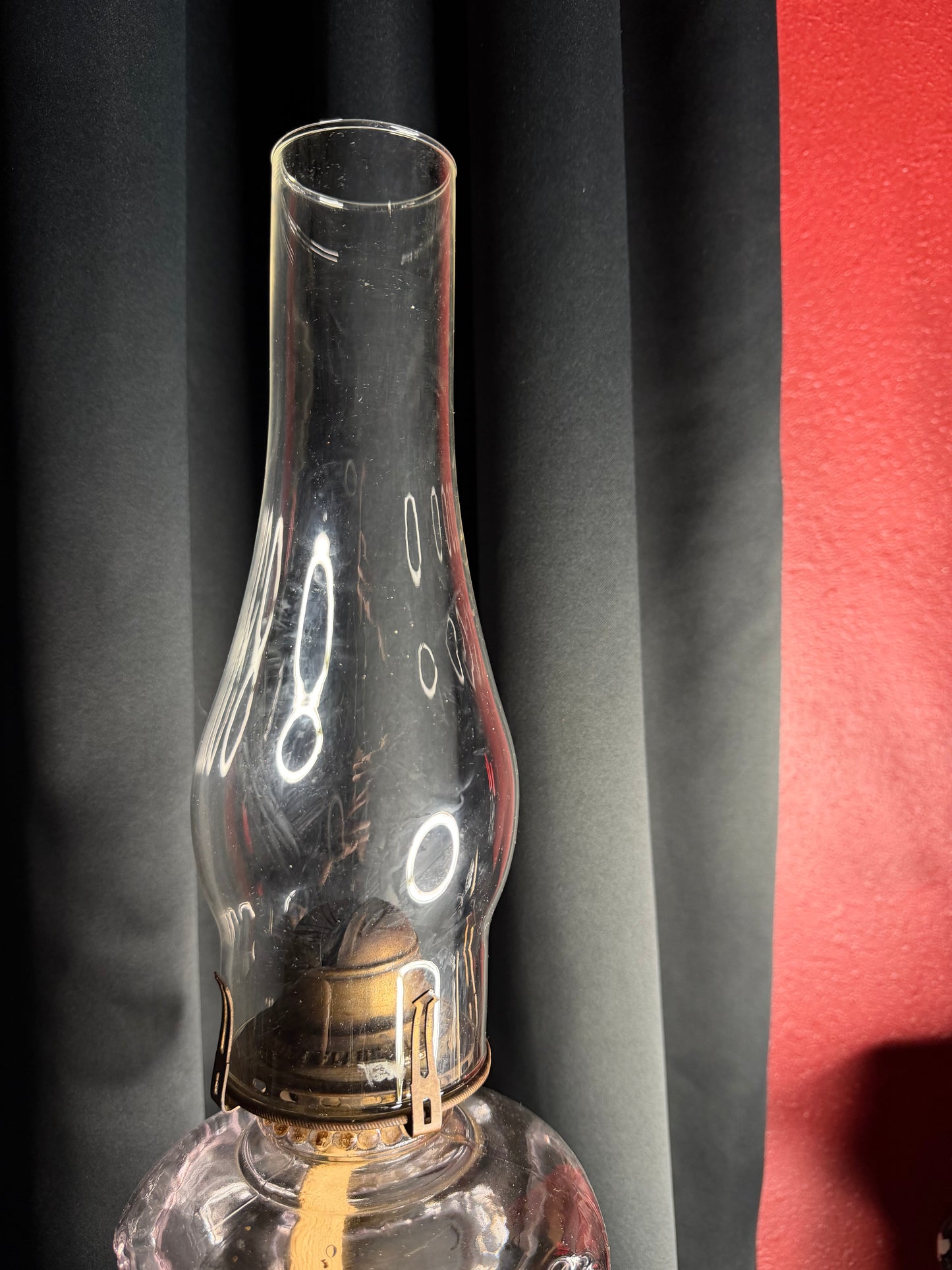 Purple Tint Glass Ornate Oil Lamp