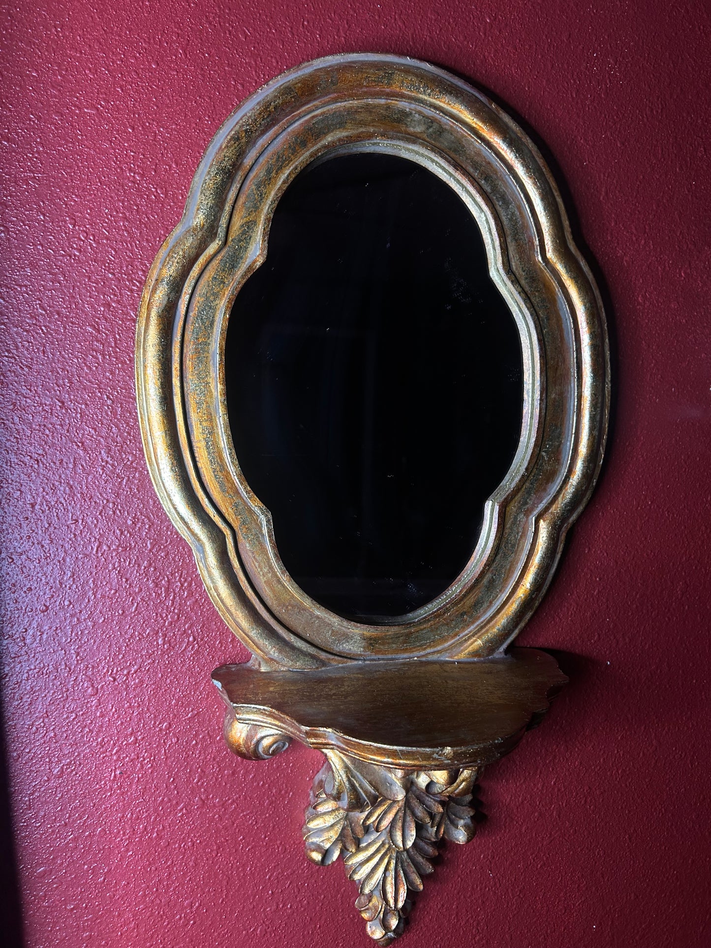 Gold Ornate Mirror with Shelf