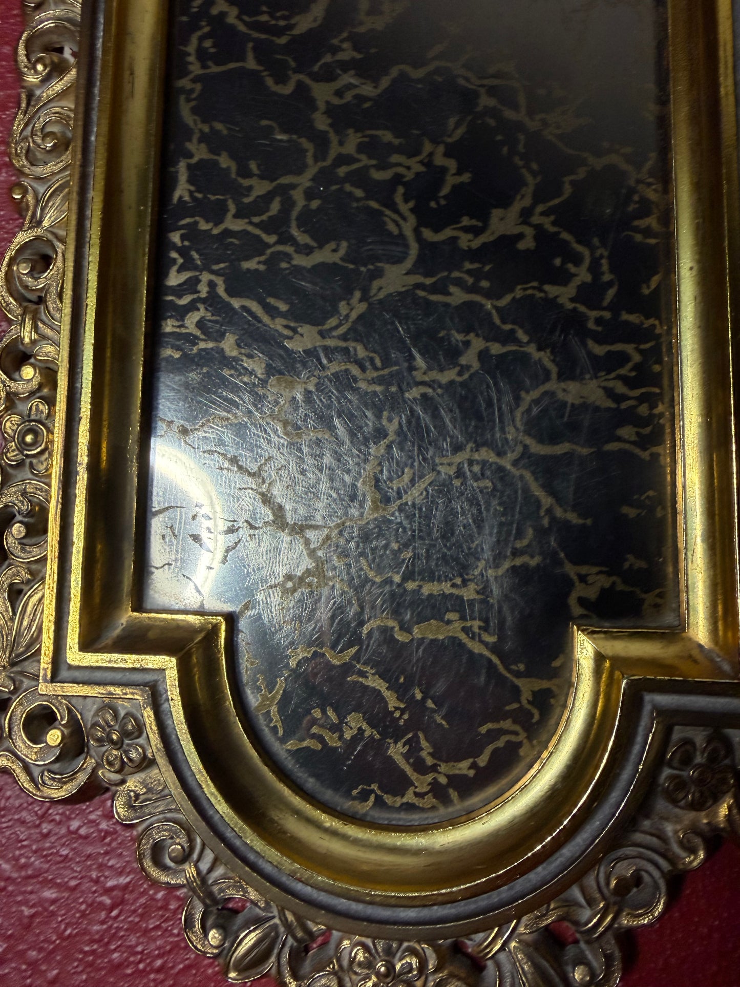 Vintage Gold Crackled Metal Mirror