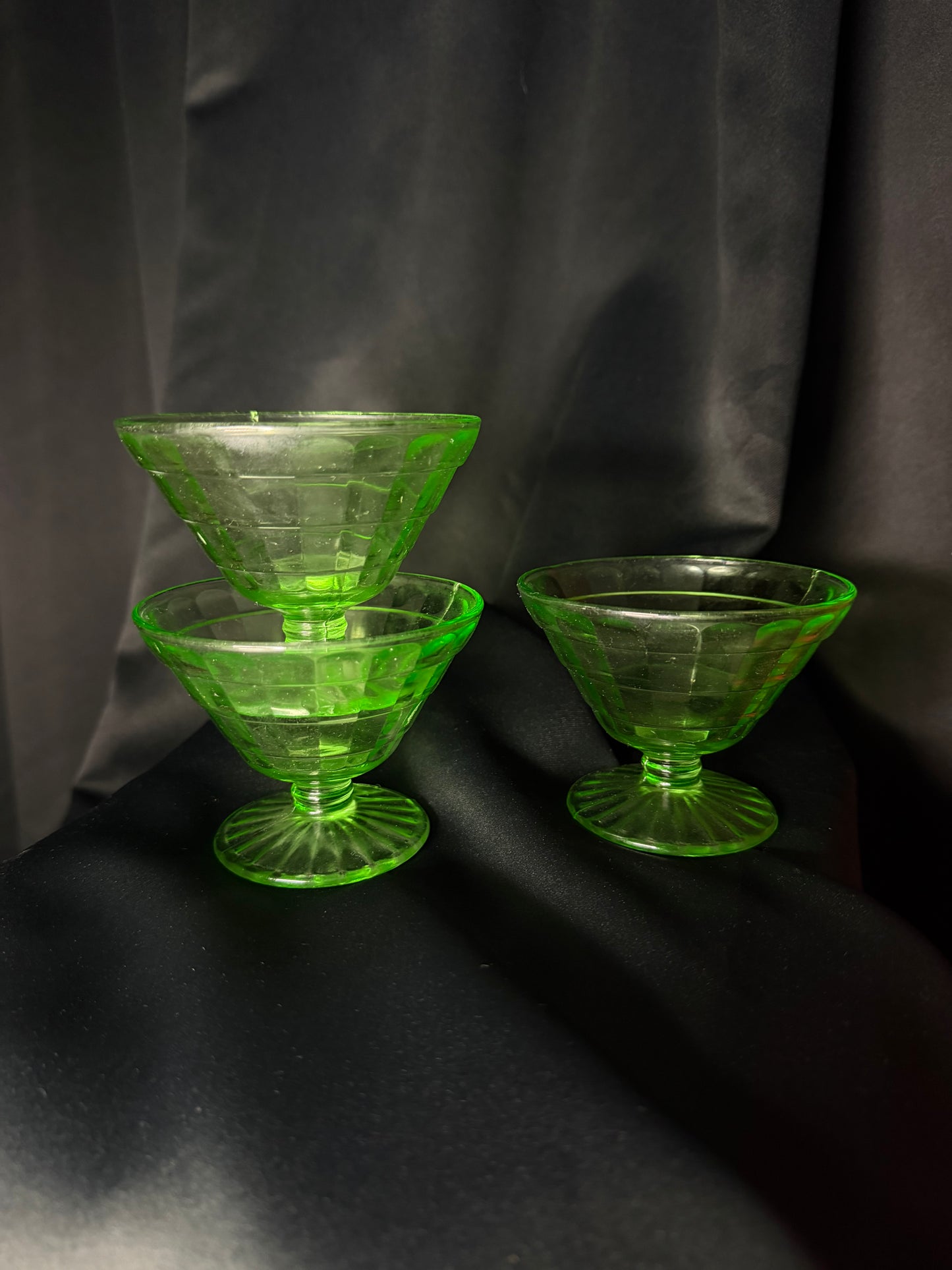 Set of 3 Uranium Sherbet Glasses