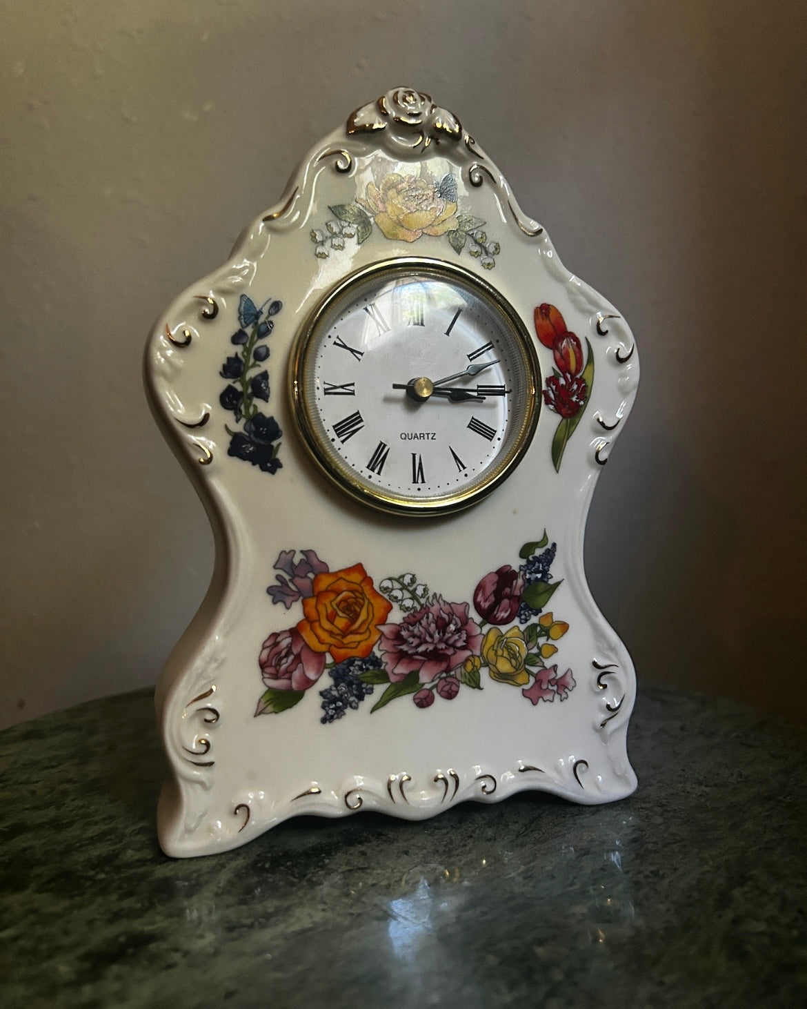Ceramic Floral Quartz Clock