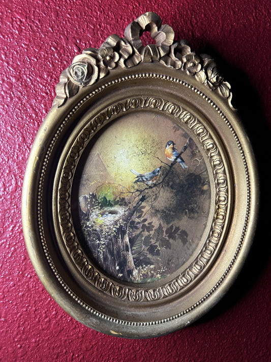 Ornate Frame Print of Margie Marrow Blue Birds