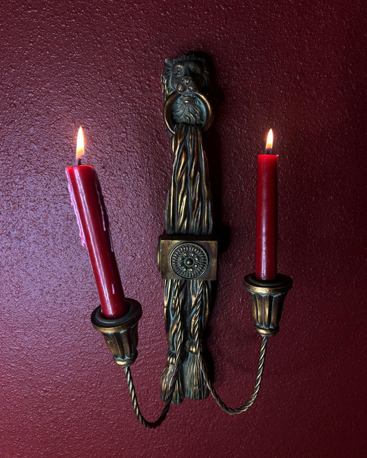 Double Armed Lion Head Candleholder