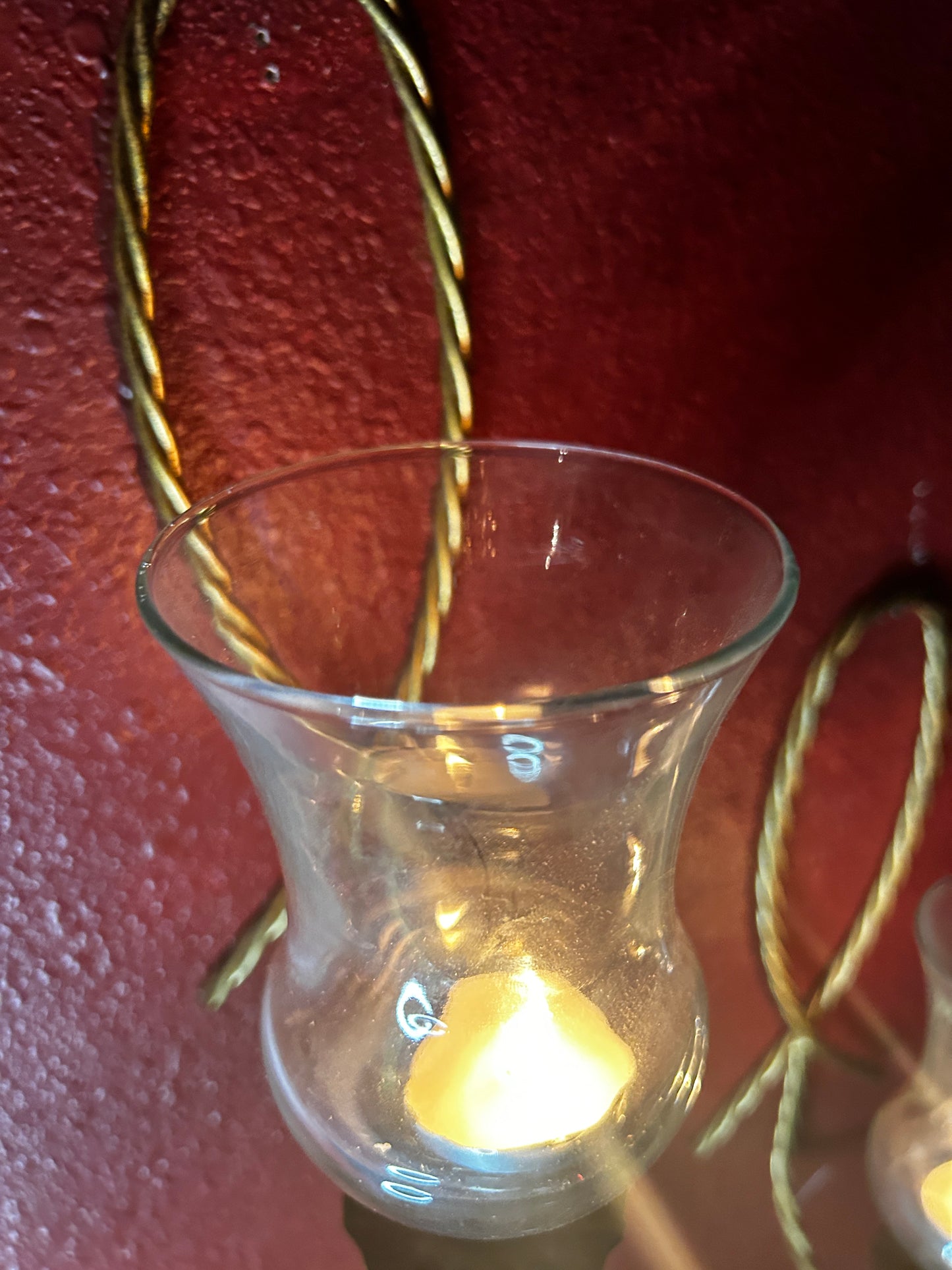 Pair of Twisted Metal Candleholders with Glass Votives