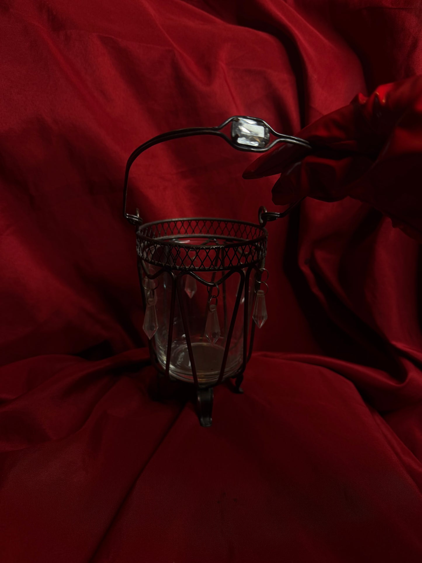 Glass Crystal Cauldron Candleholder