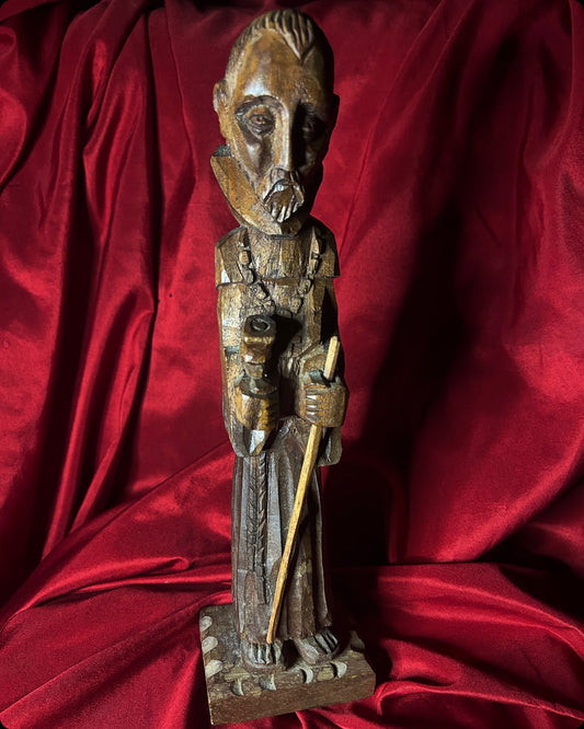 Hand Carved Tall Wooden Monk