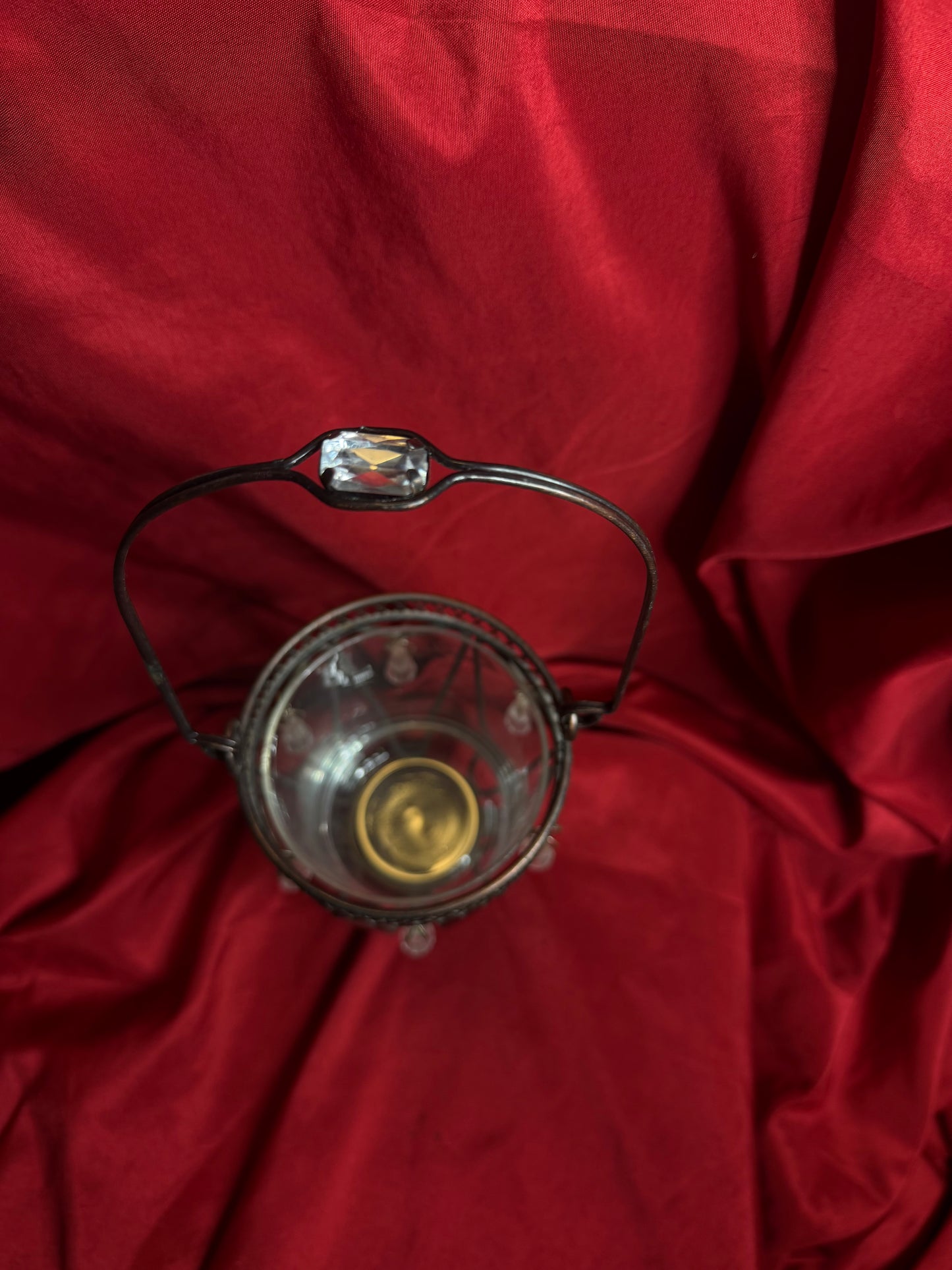 Glass Crystal Cauldron Candleholder