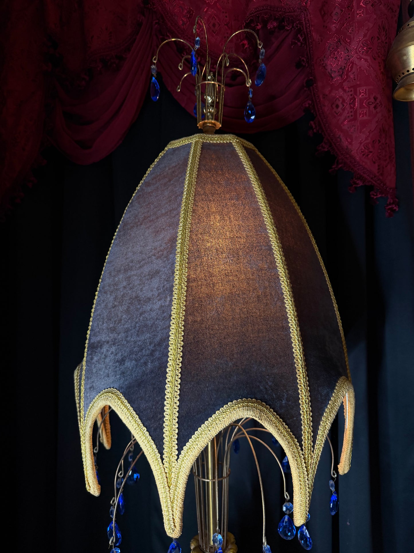 Hollywood Regency Cherub Lamp with Original Scalloped Shade