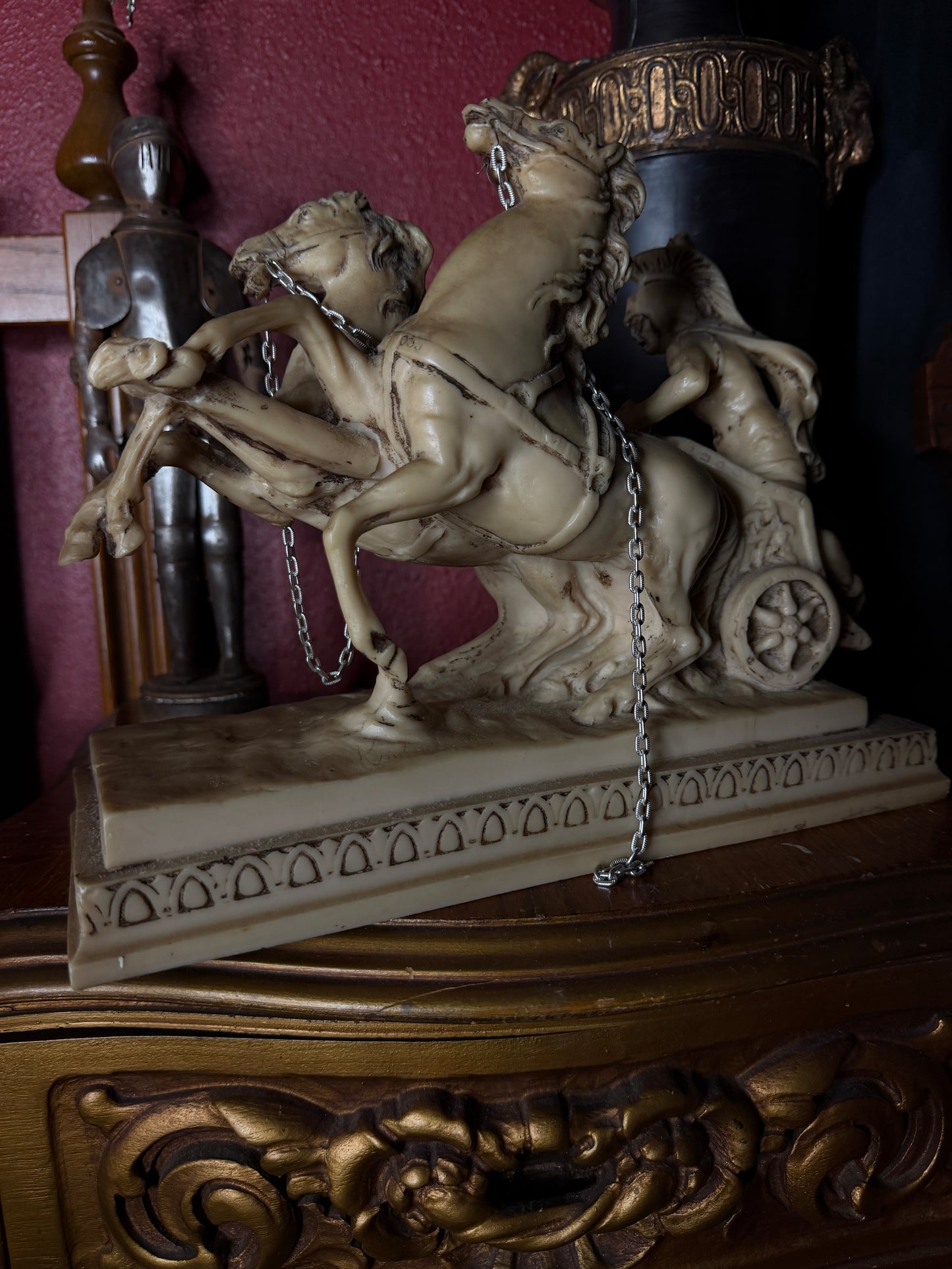 Vintage A. Santini Roman Chariot Gladiator Statue