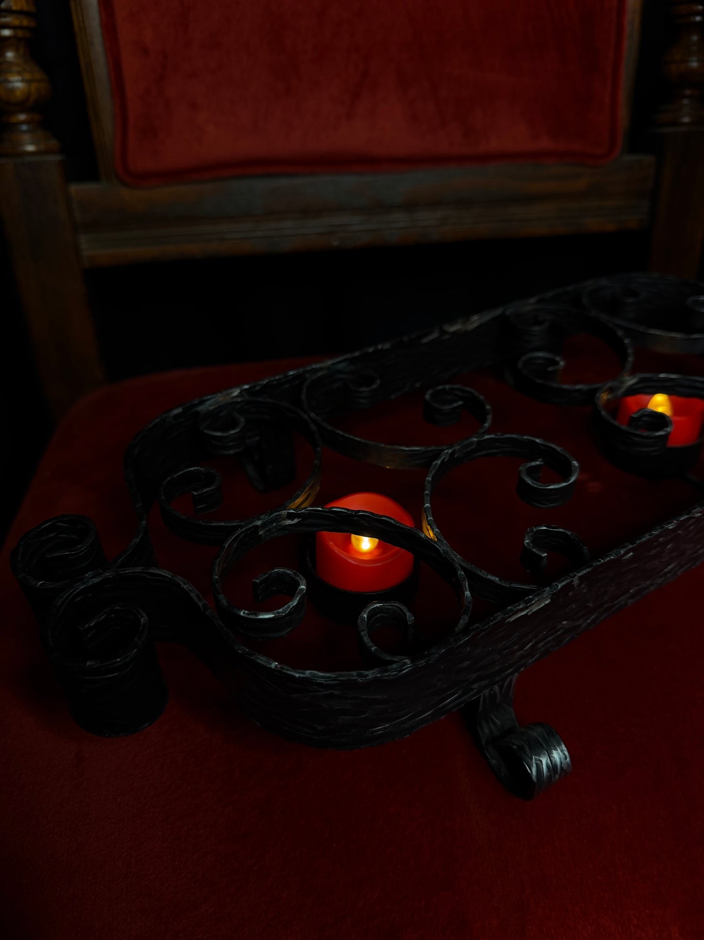 Wrought Iron Black Metal Double Candle Warmer