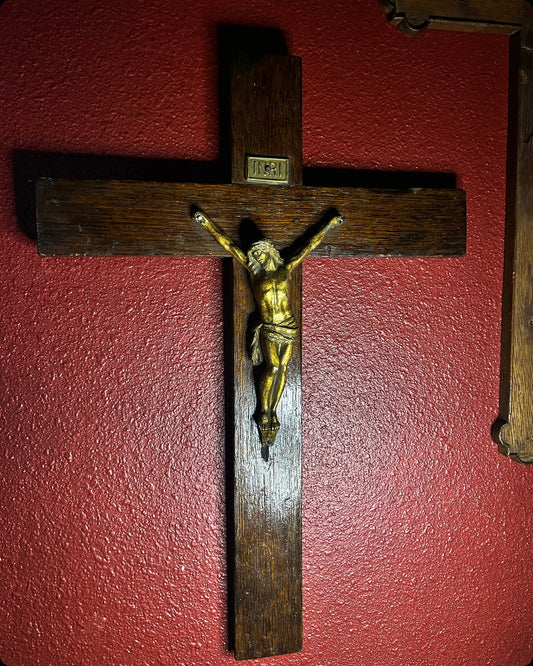Large Vintage Wooden Crucifix