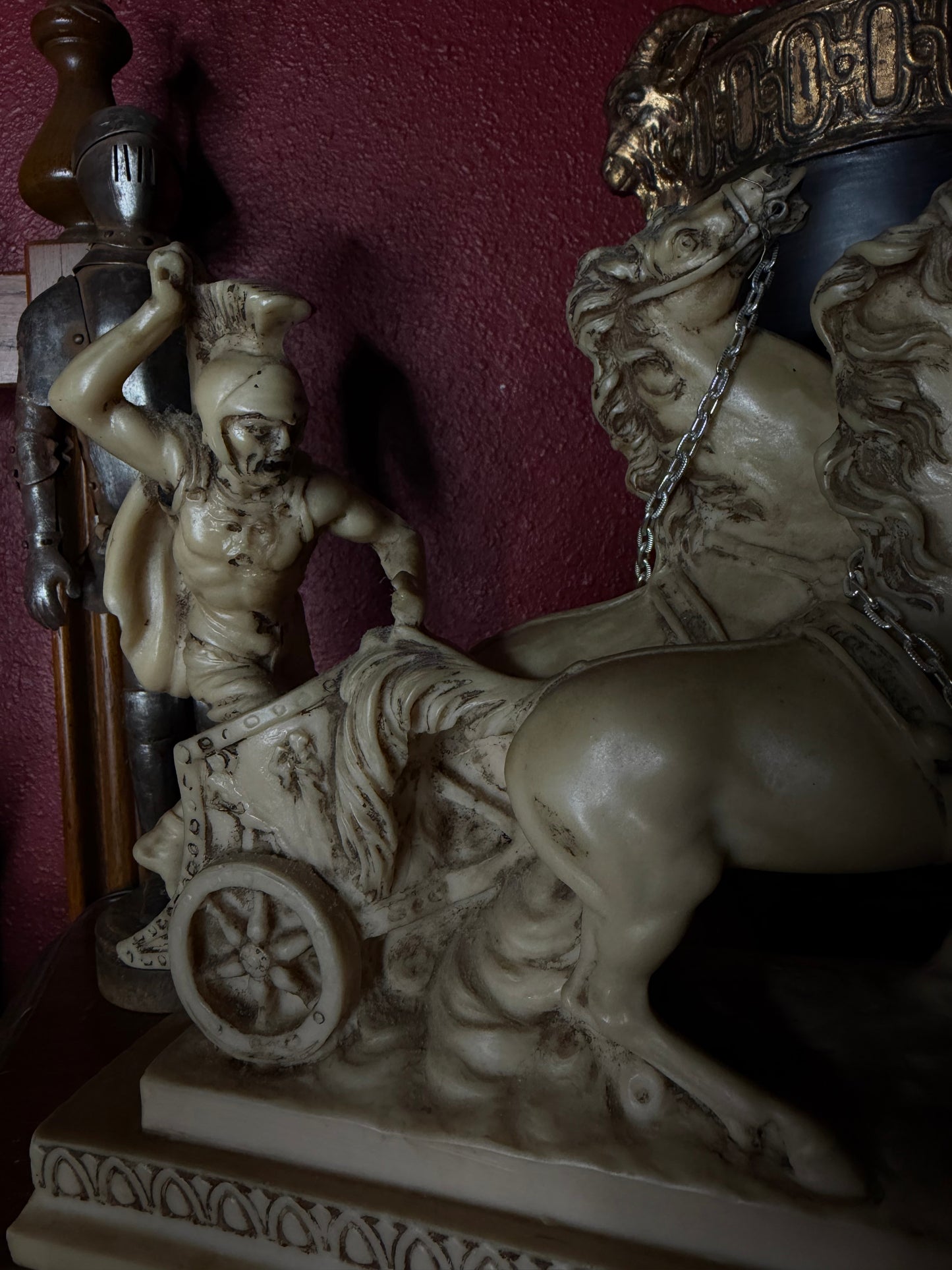 Vintage A. Santini Roman Chariot Gladiator Statue