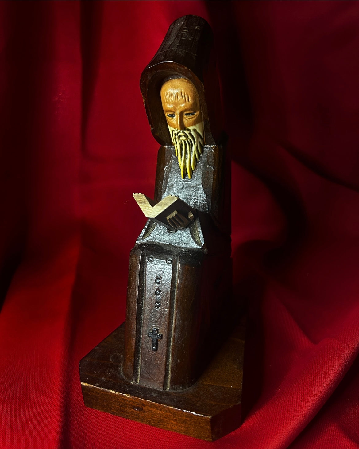 Vintage Single Small Wooden Carved Monk