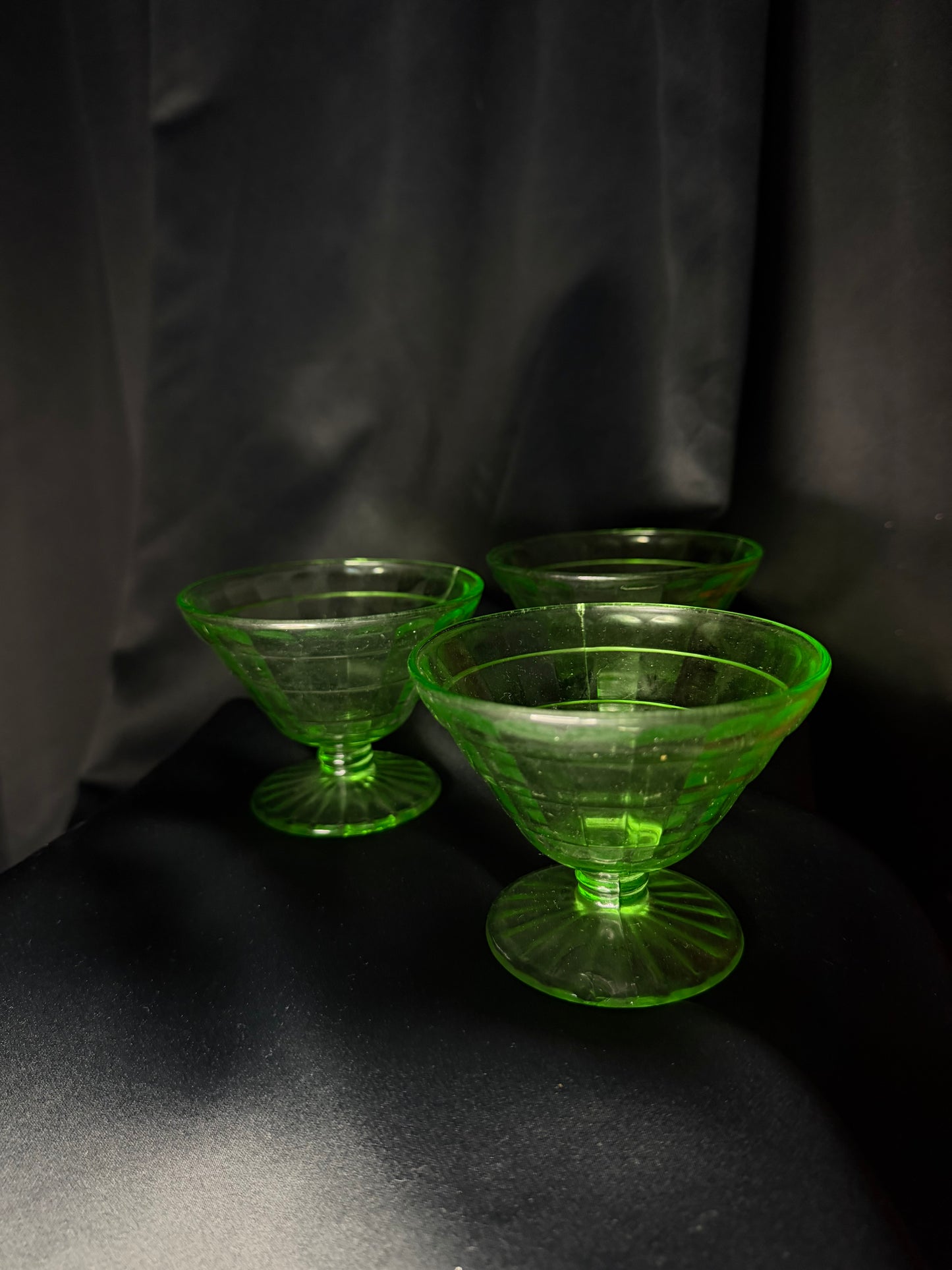 Set of 3 Uranium Sherbet Glasses