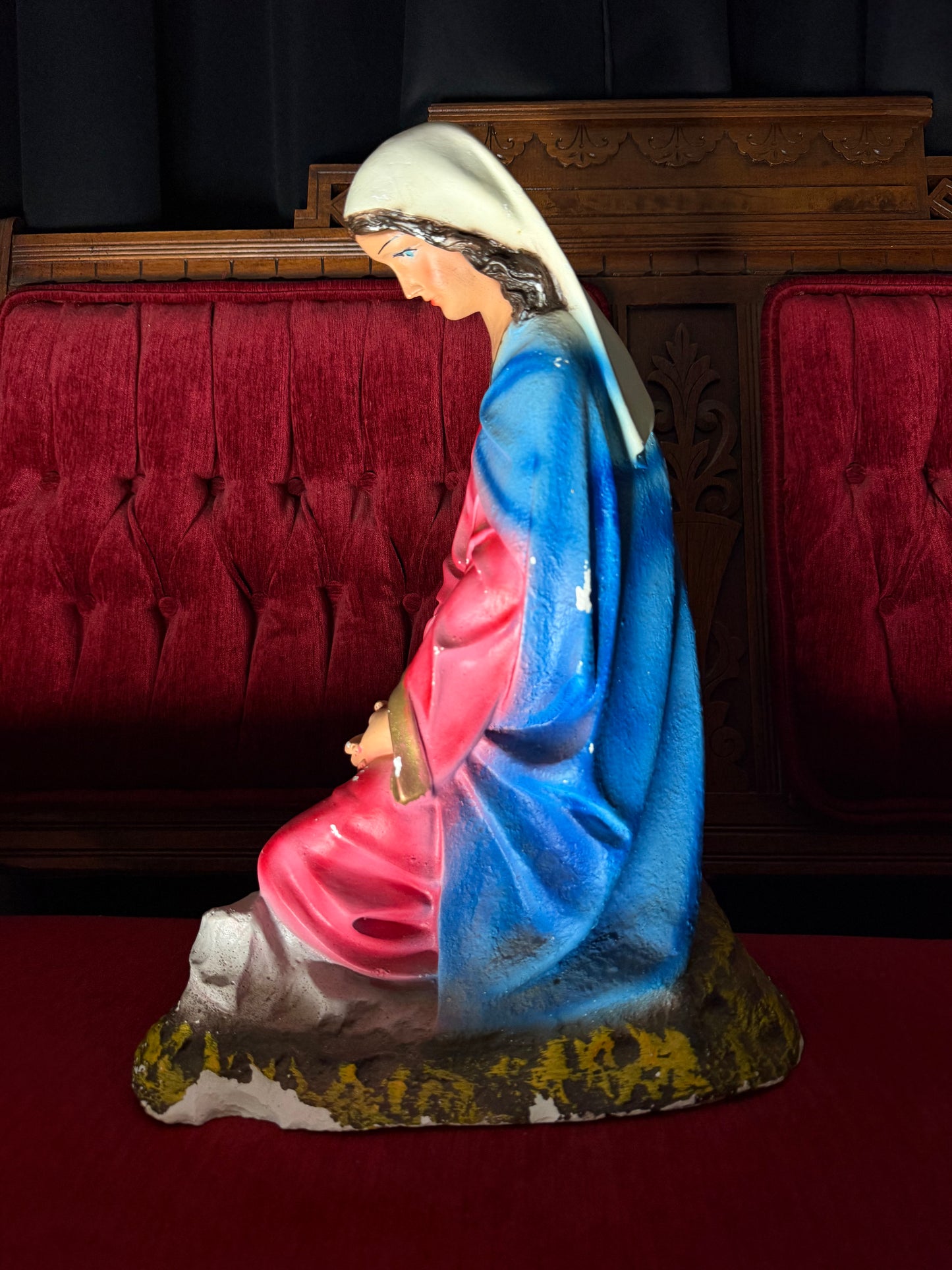 Extra Large Mary and Joseph Chalkware Statues Nativity Scene