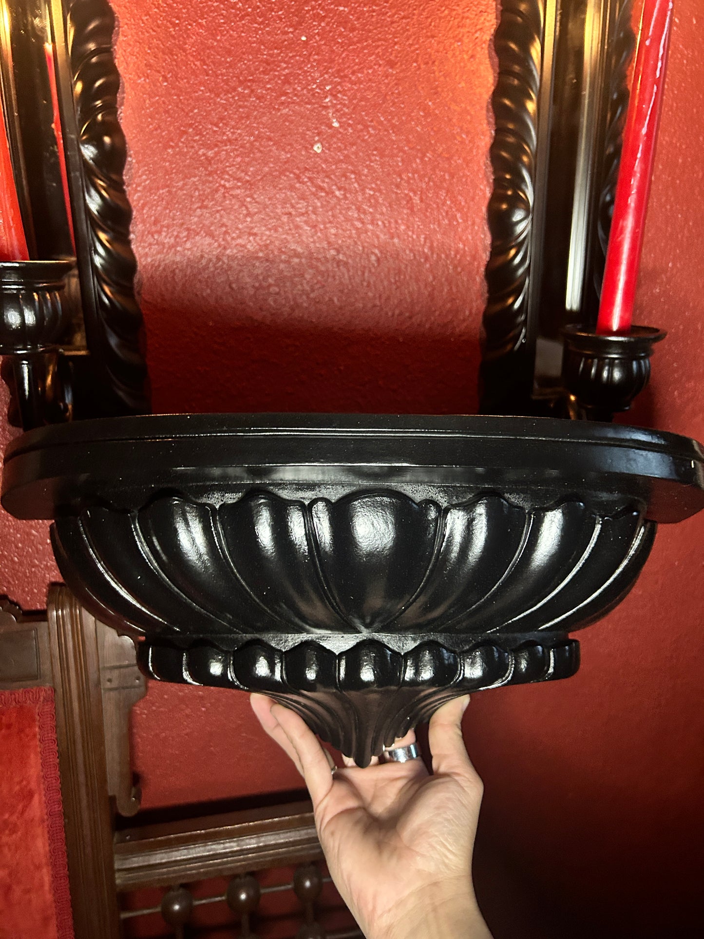Gothic Pair of Mirrored Candleholder & Shelf