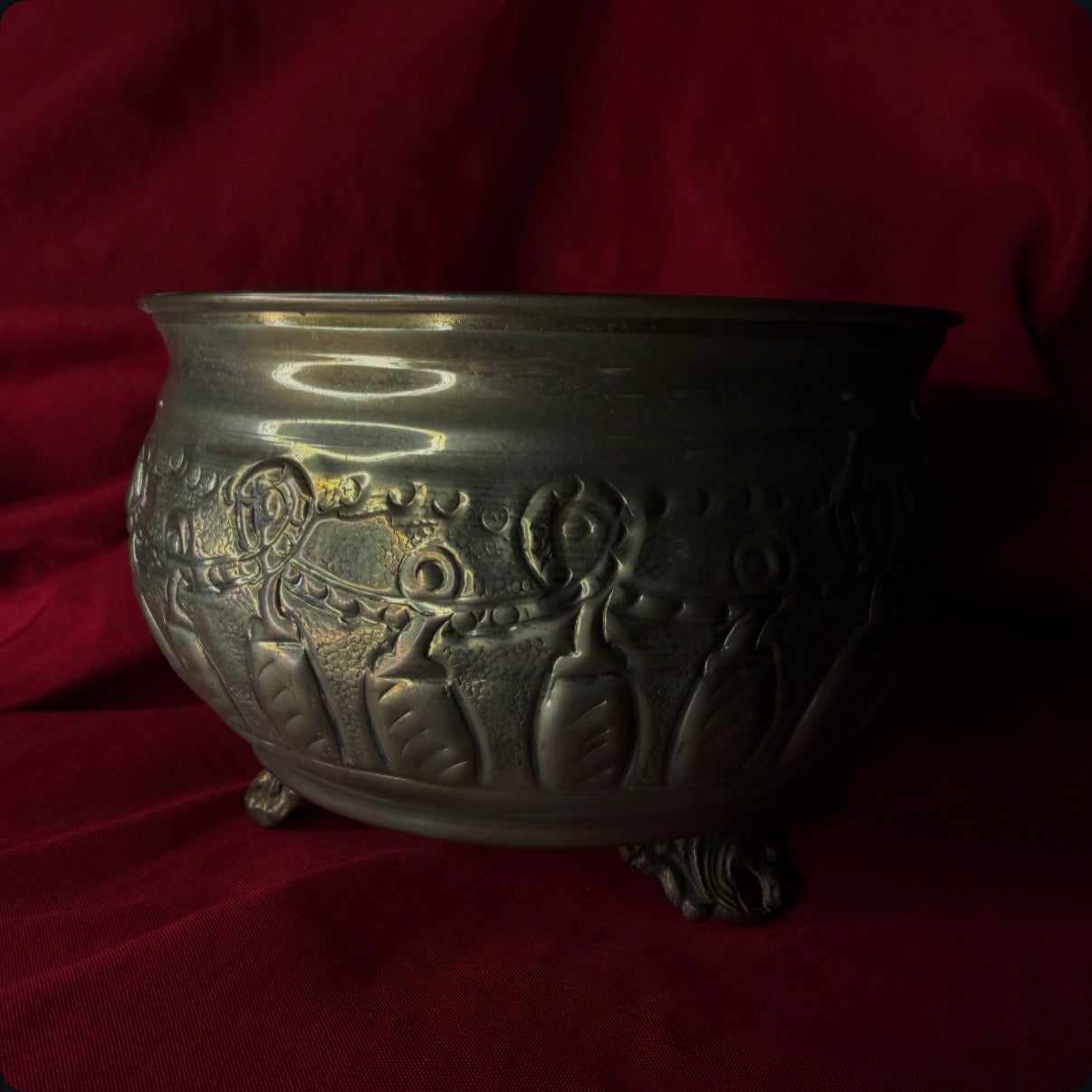 Footed Brass Cauldron