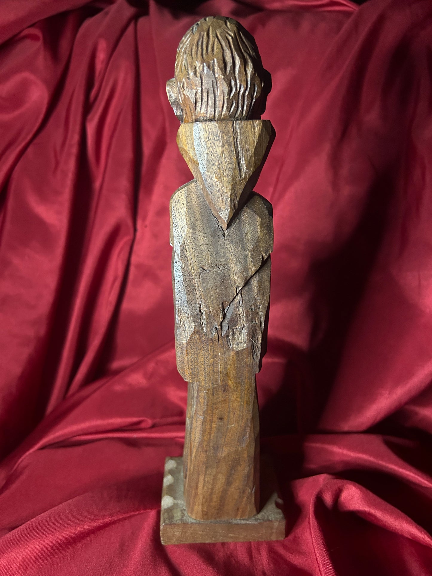 Hand Carved Tall Wooden Monk