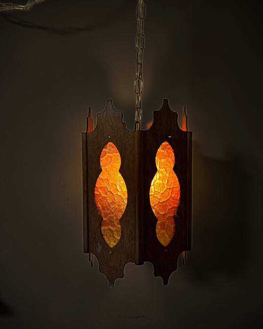 Amber & Wood Pendant Light