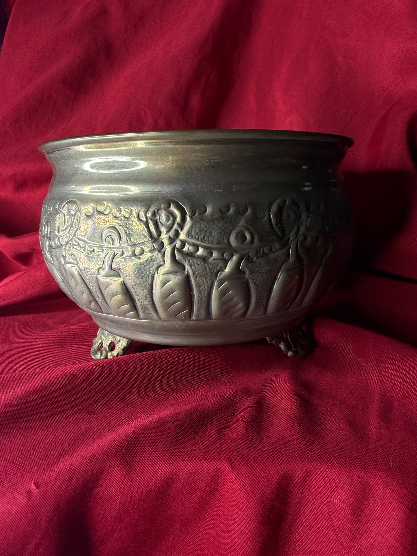 Footed Brass Cauldron