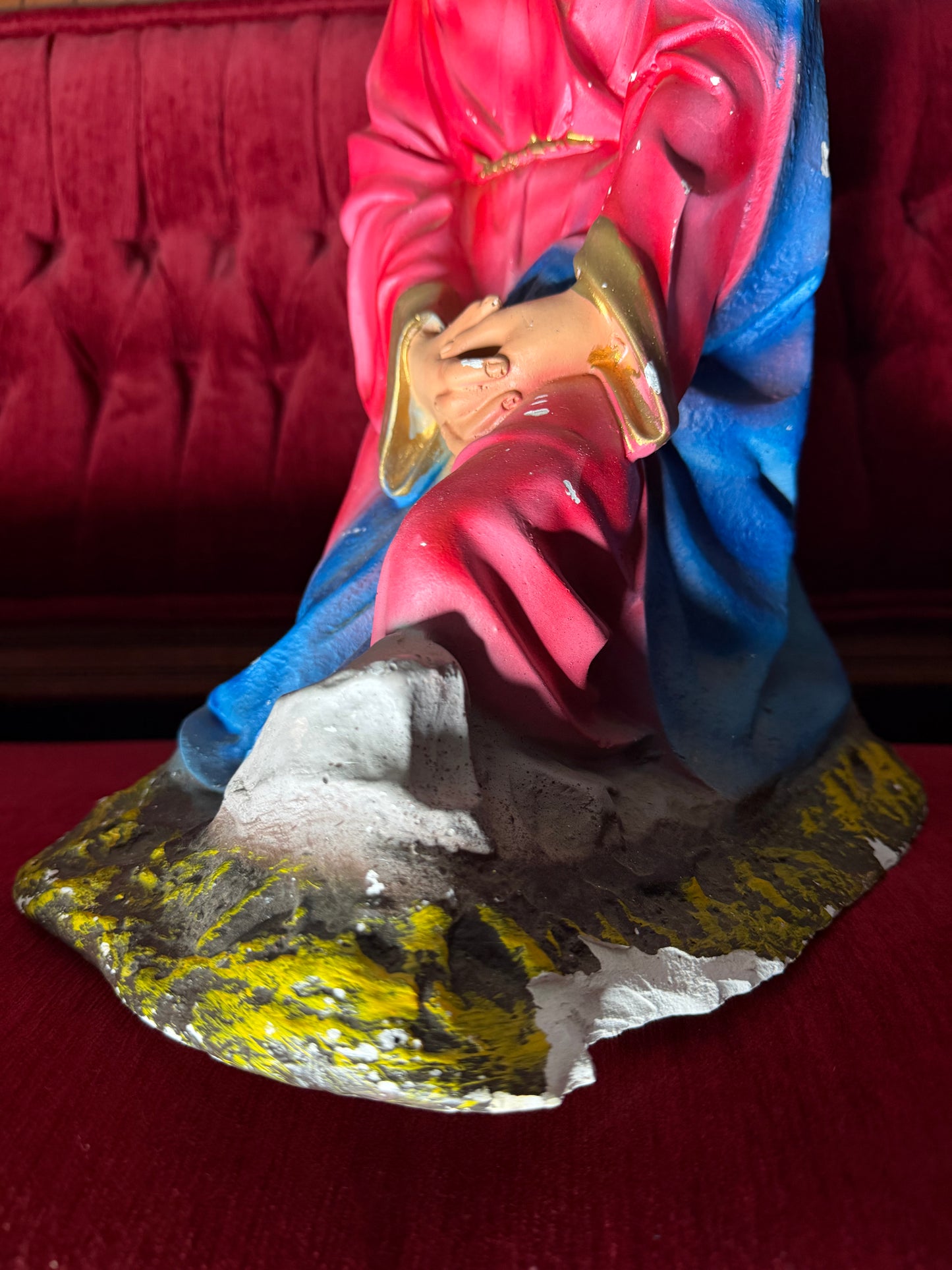Extra Large Mary and Joseph Chalkware Statues Nativity Scene