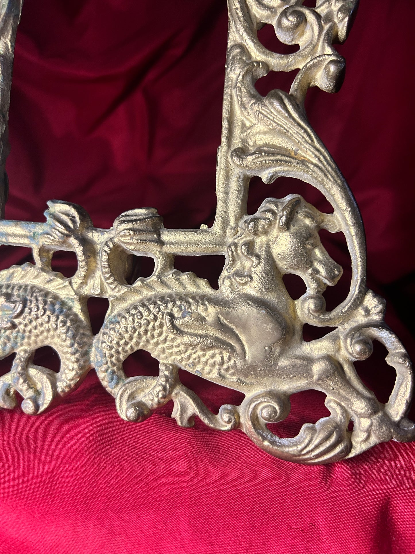 Vintage Gilded Cast Iron Decorative Frame Cherubs & Hippocampus