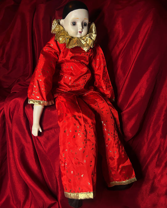 Tall Red Pierrot Clown Doll