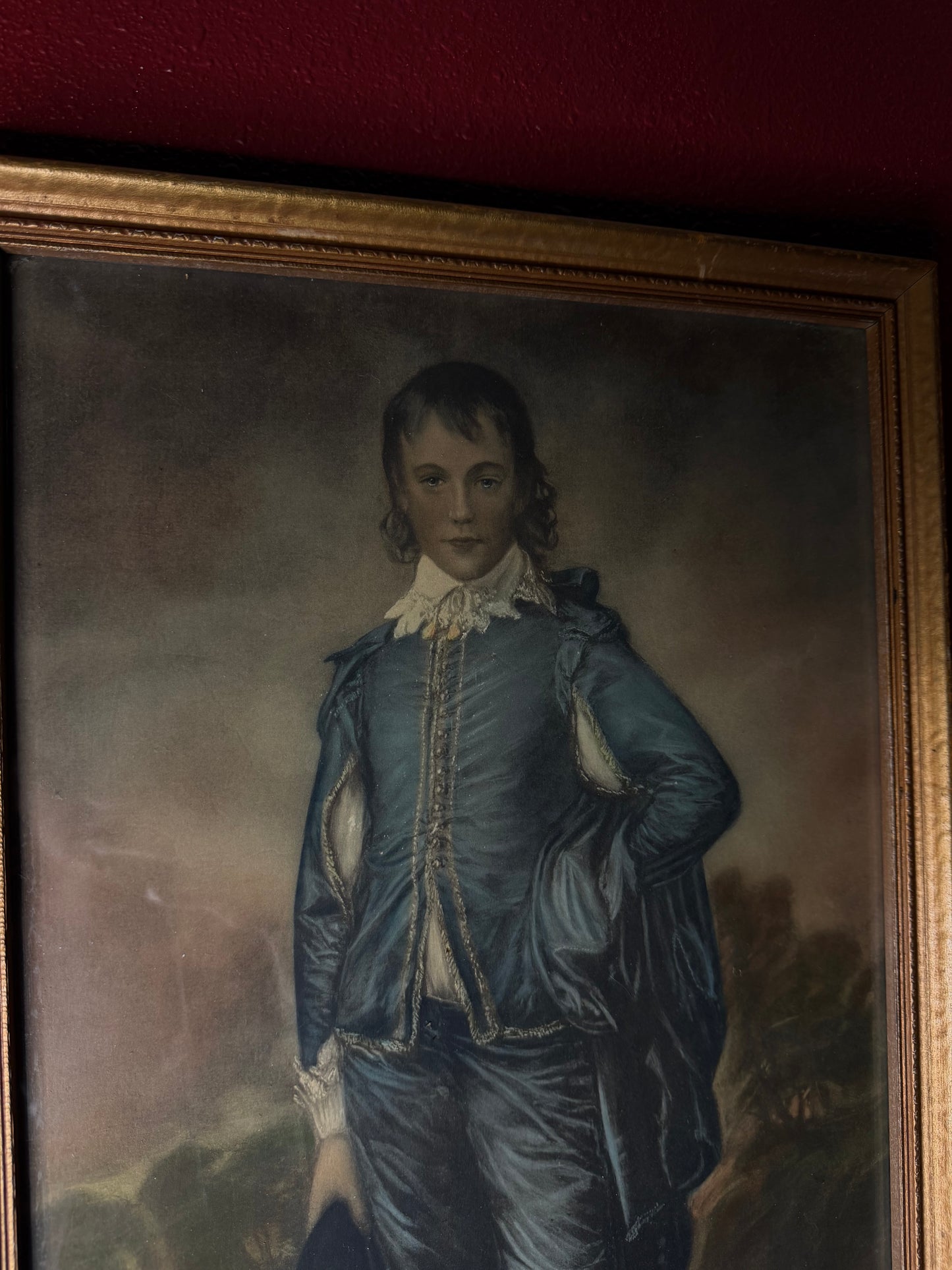 Large Framed Portrait of Blue Boy
