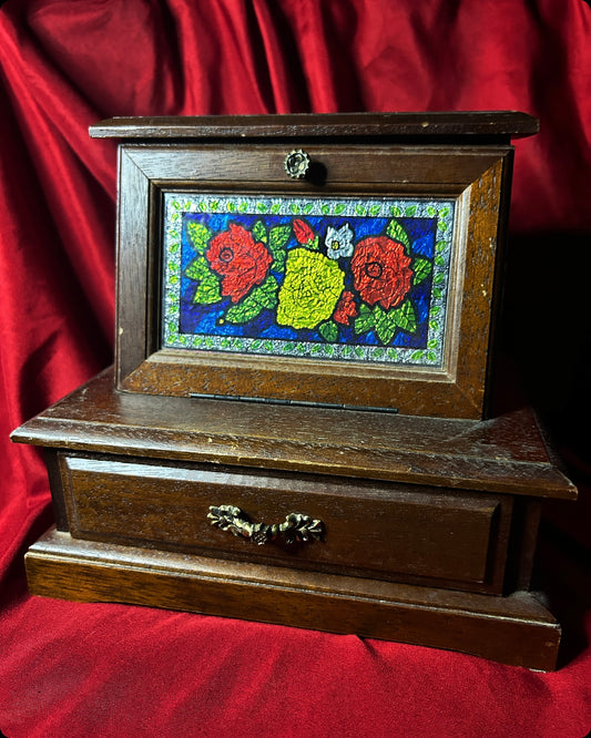 Faux Stained Glass Musical Jewelry Box