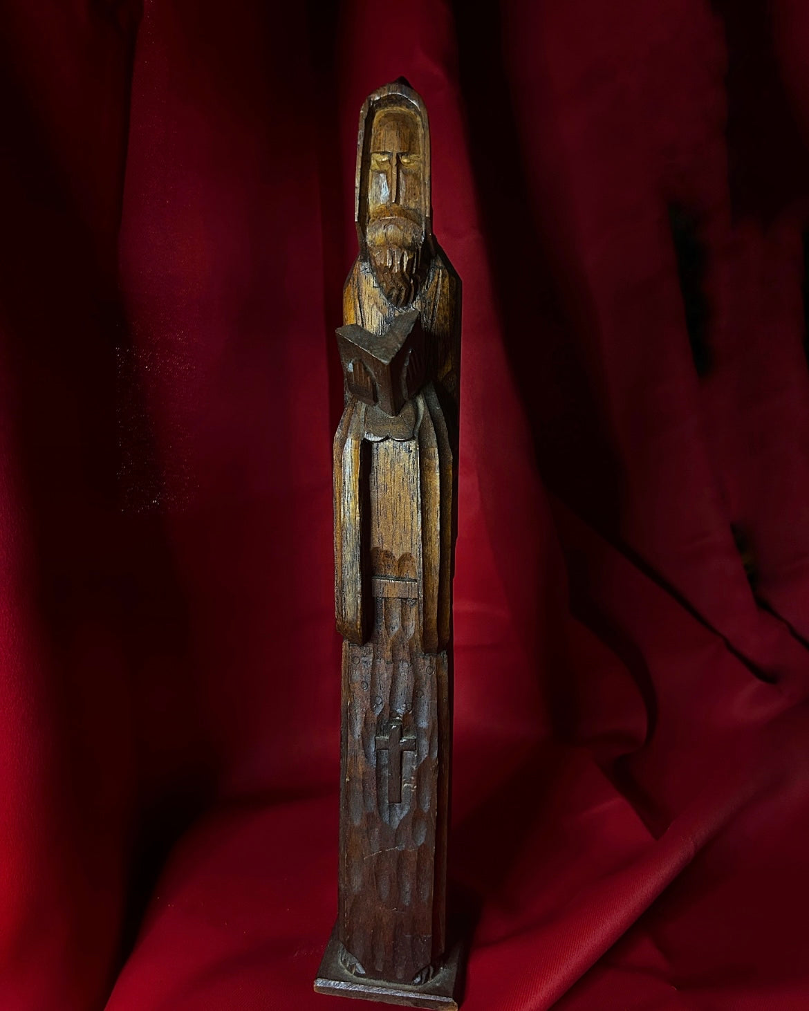 Vintage Single Wooden Carved Monk