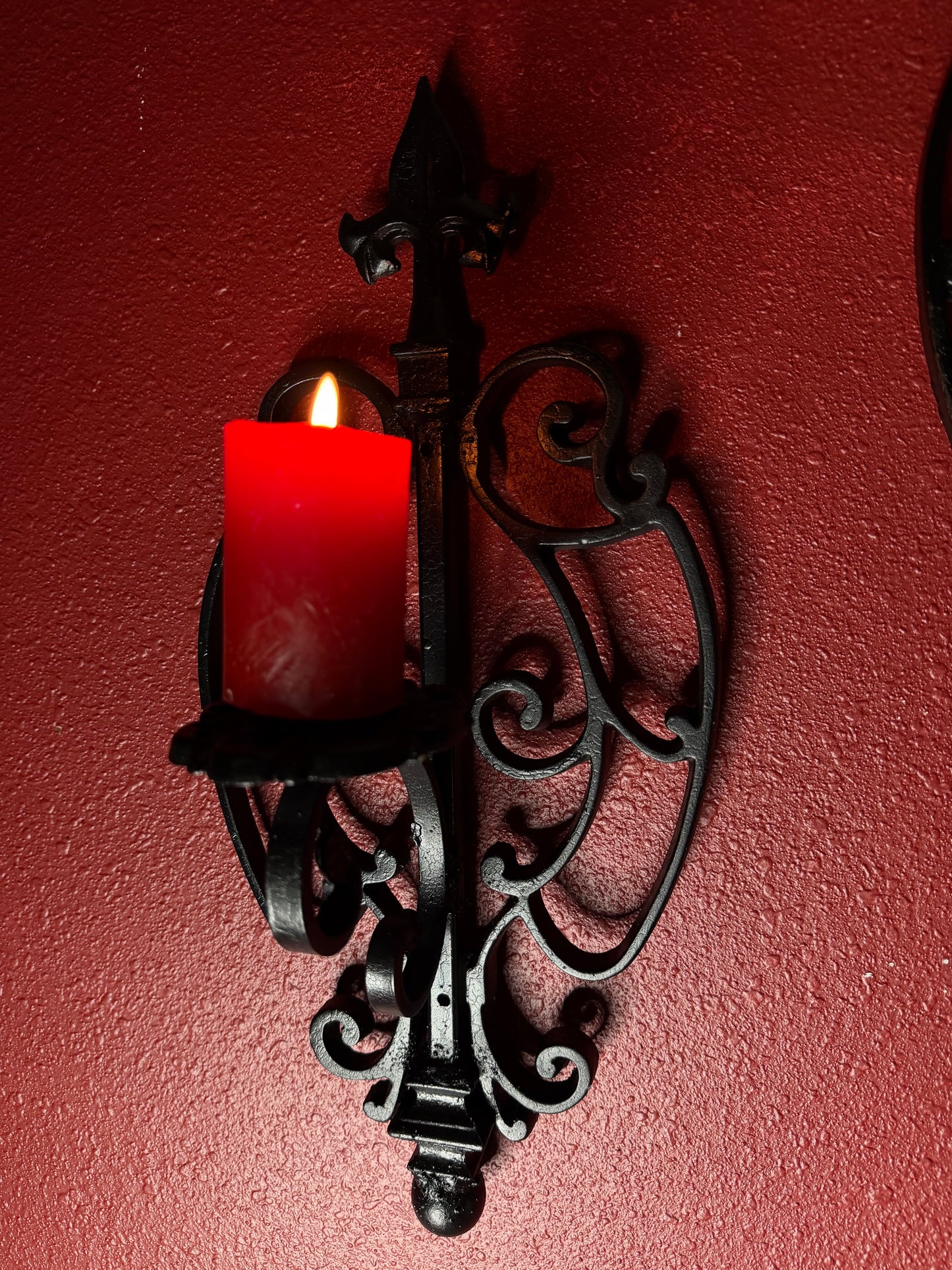 Metal Pair of Gothic Pillar Wall Candleholders