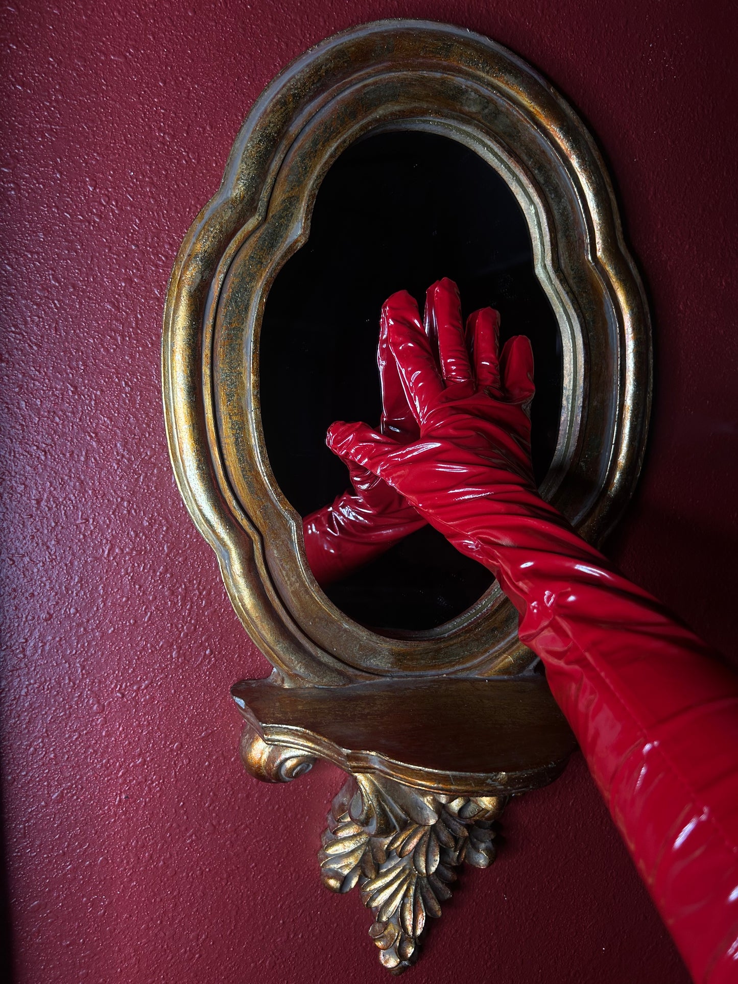 Gold Ornate Mirror with Shelf