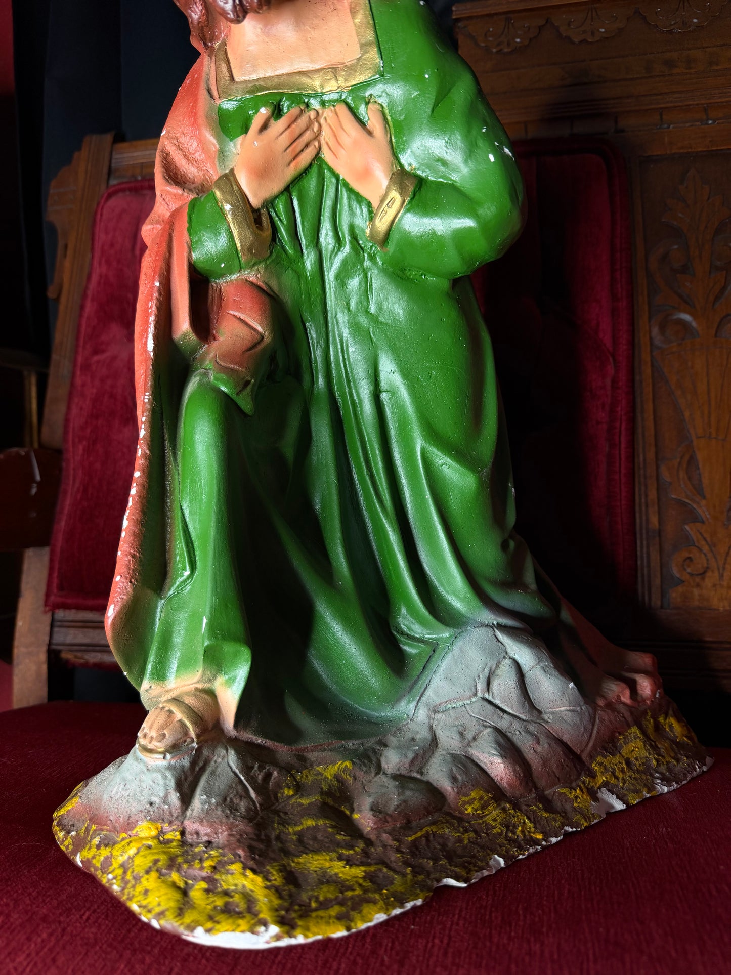 Extra Large Mary and Joseph Chalkware Statues Nativity Scene
