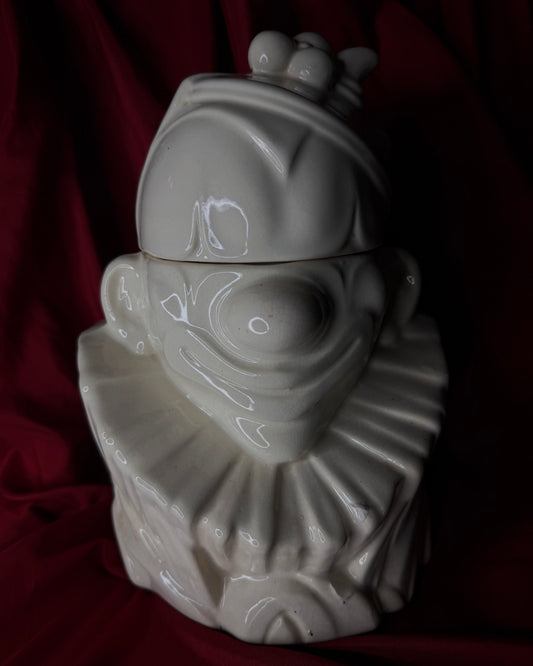 1940s Vintage McCoy Unpainted Clown Cookie Jar