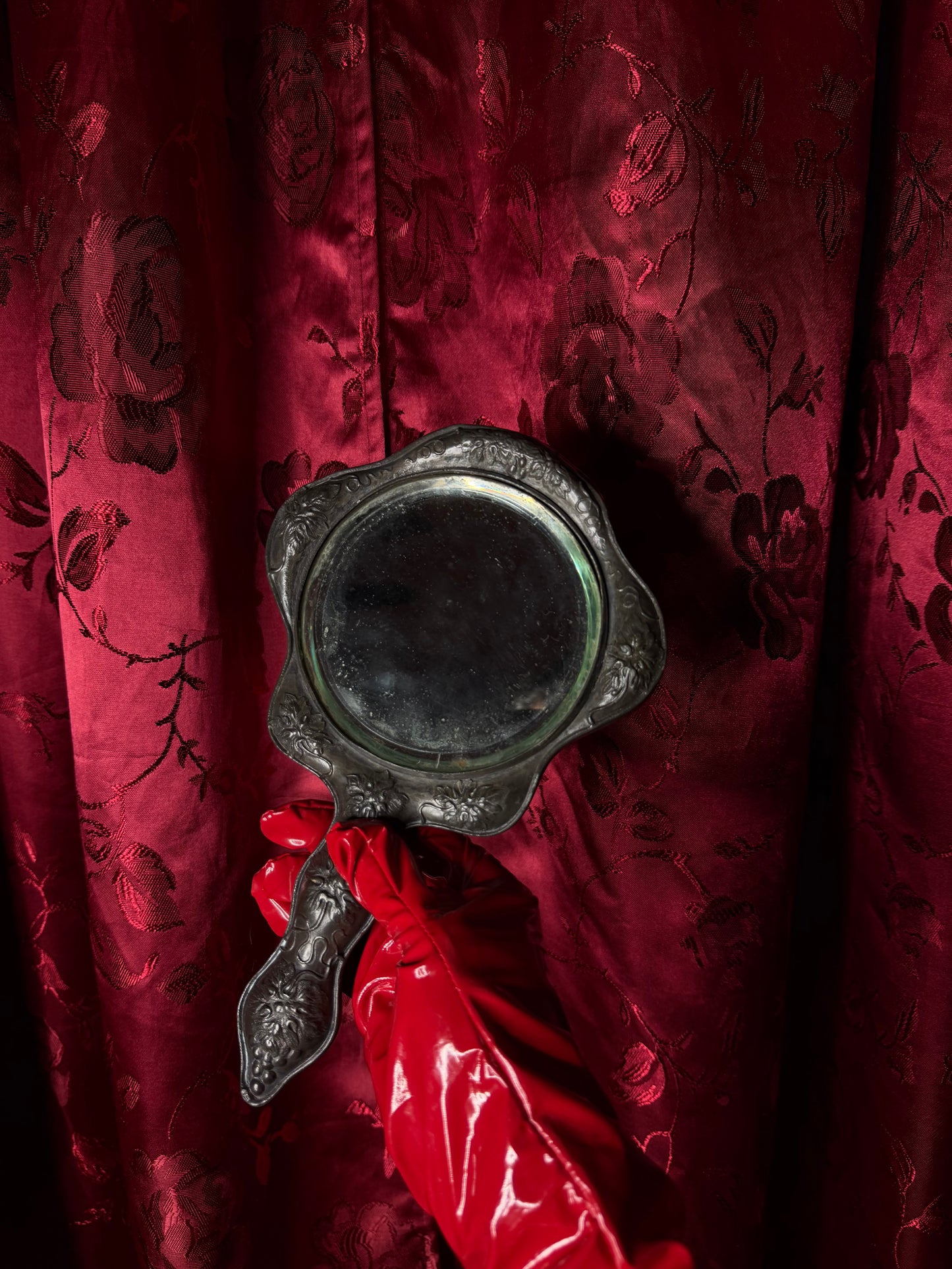 Art Nouveau Grape Motif Hand Held Mirror