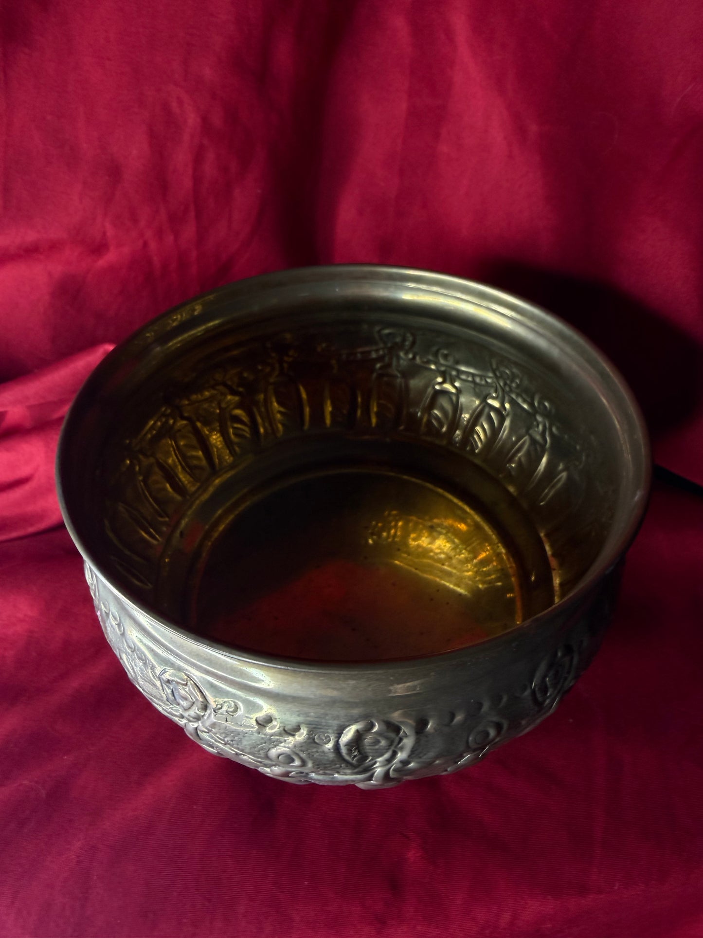 Footed Brass Cauldron