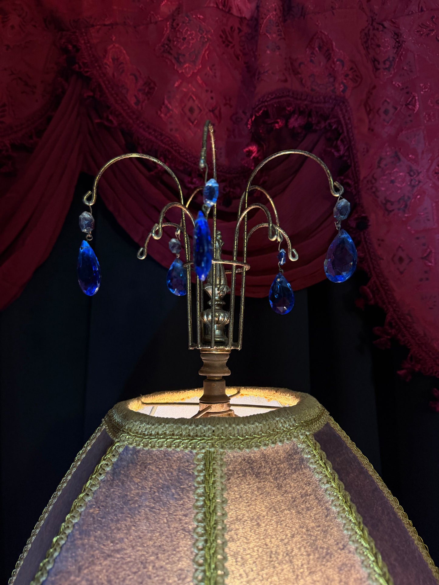Hollywood Regency Cherub Lamp with Original Scalloped Shade