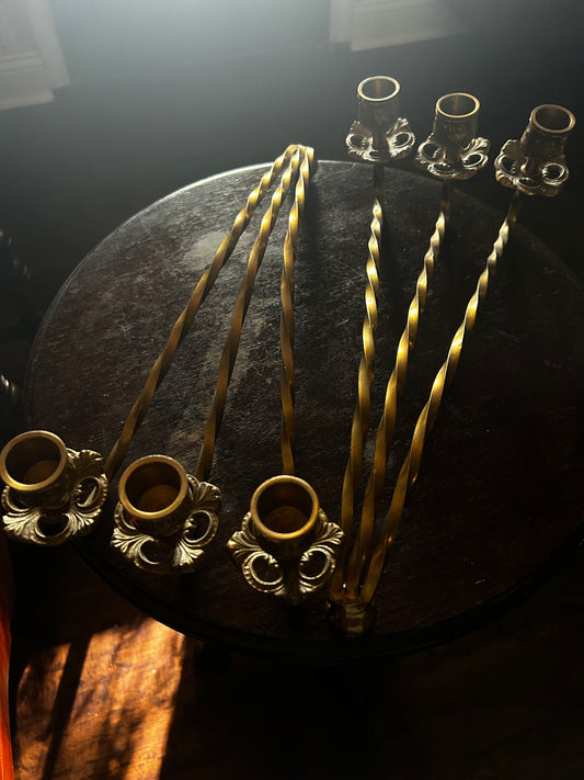 Pair of Ornate Brass Unique Candelabras