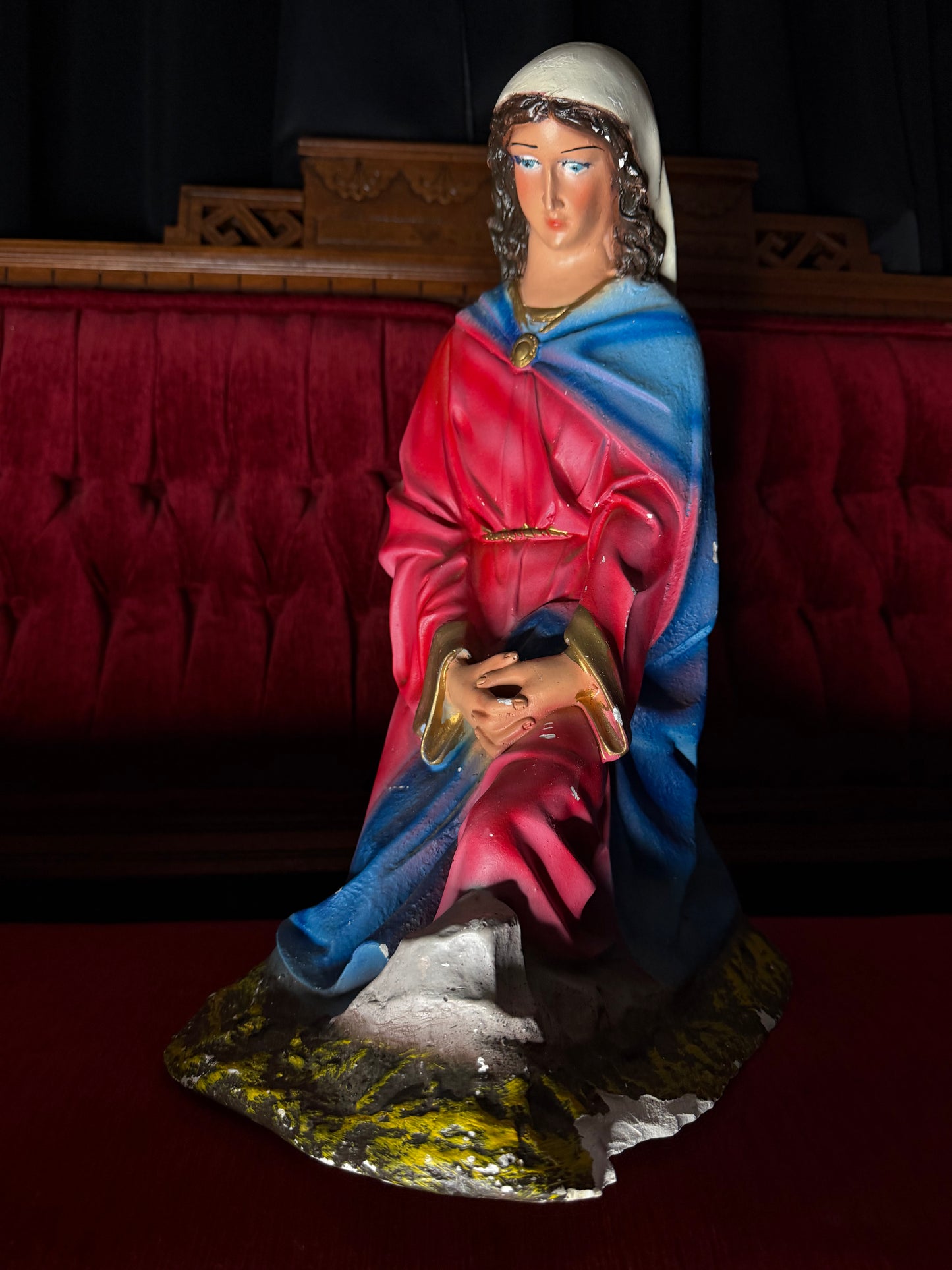 Extra Large Mary and Joseph Chalkware Statues Nativity Scene