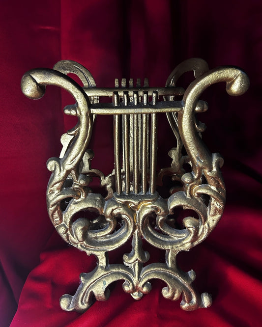 Vintage Gold Cast Metal Harp Style Rack